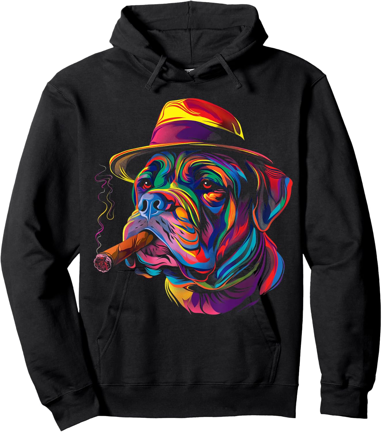 Mastiff Dog Smoking Hat Popart Hoodie - Hoodie | Black
