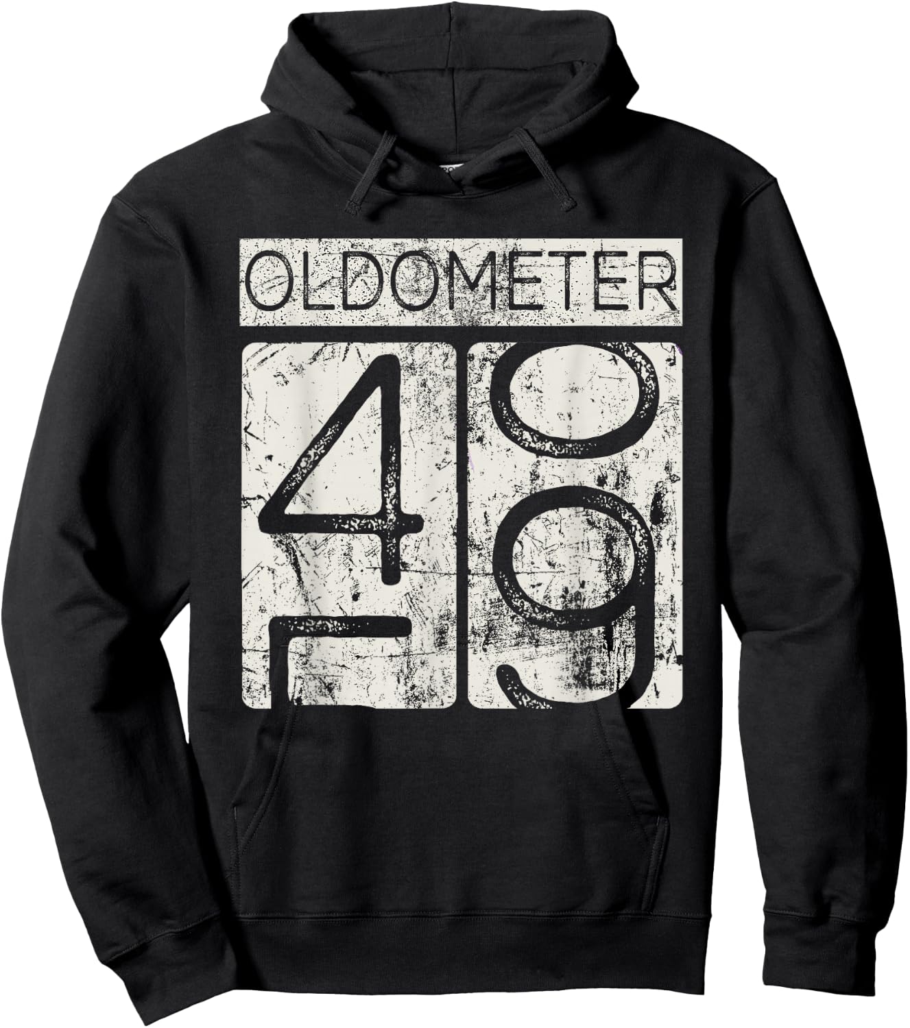 Vintage Distressed Oldometer 48-49- 49th Birthday Gift Hoodie - Hoodie | Black