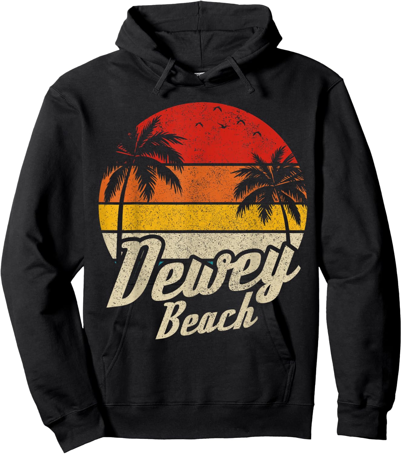 Dewey Beach Delaware Vintage Surfer Surf Retro Vacation Hoodie - Hoodie | Black