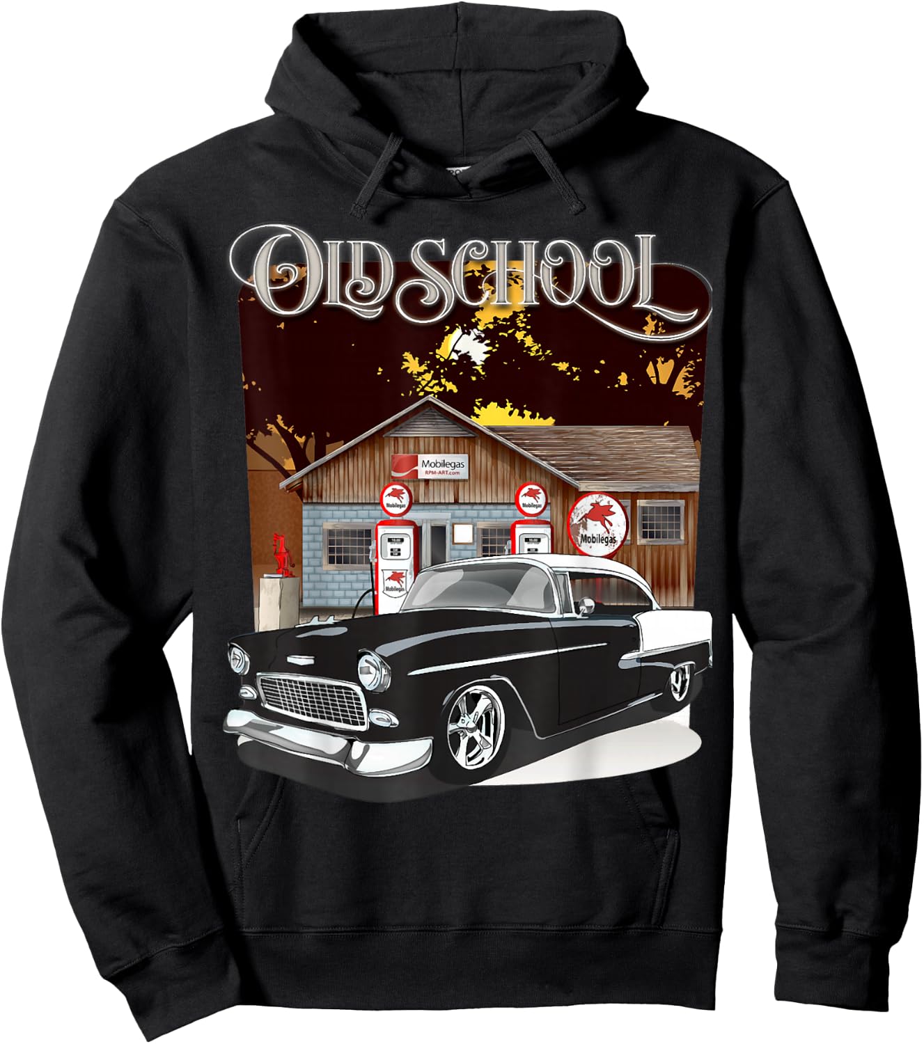 1955 55 chevys bel air Classic Vintage Muscle car Old School Hoodie - Hoodie | Black