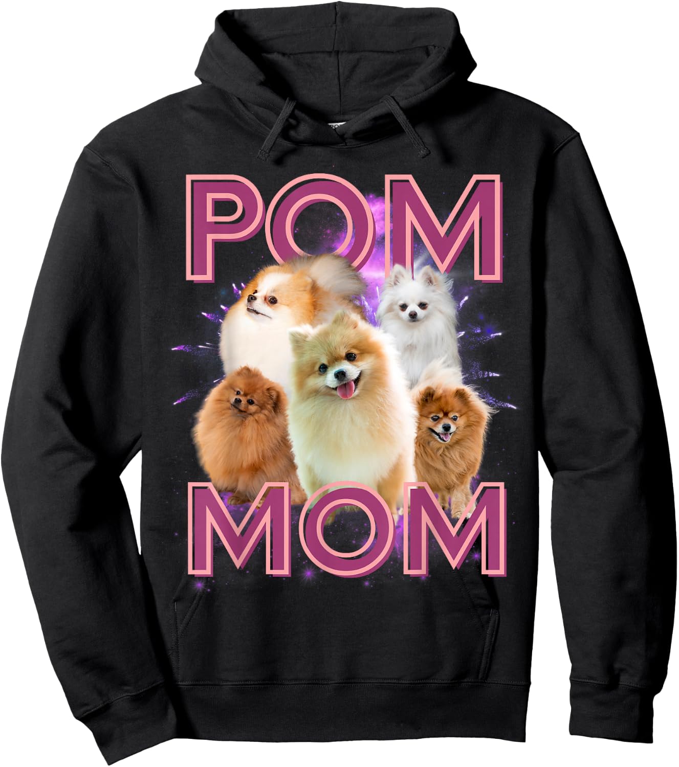 Pom Mom Pomeranian Dog Retro Bootleg Hoodie - Hoodie | Black