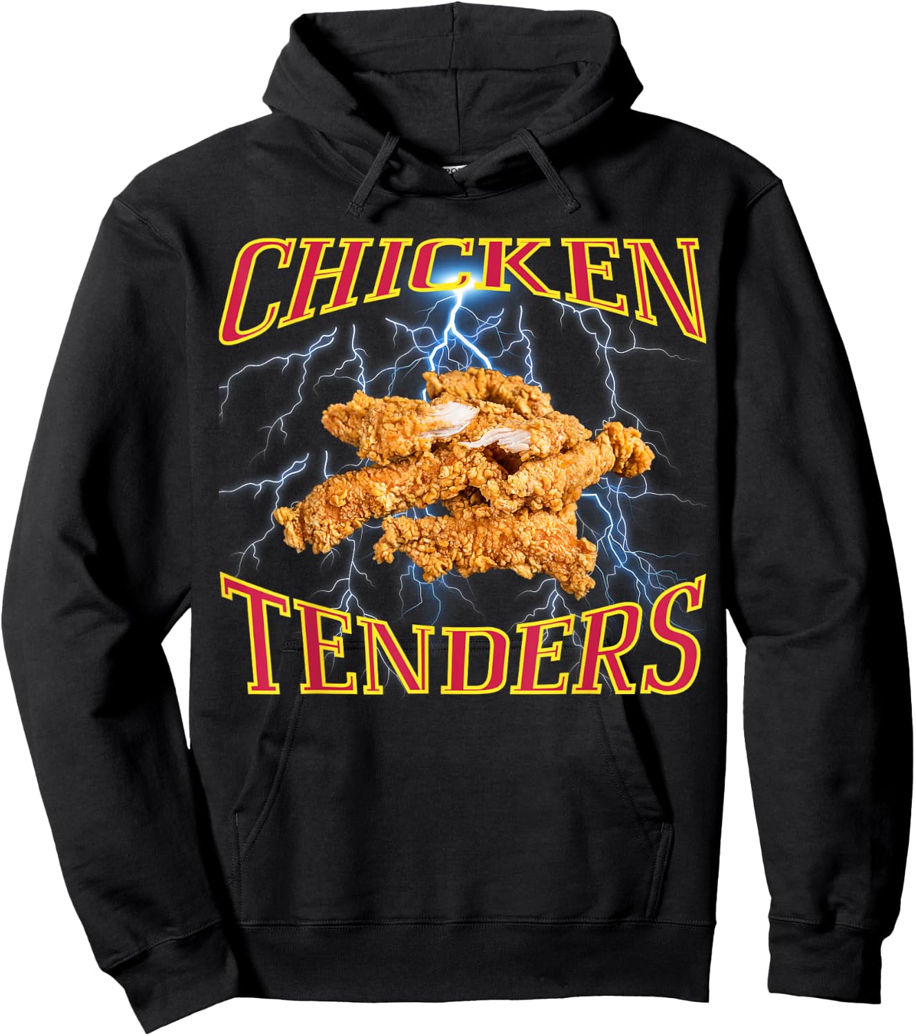 Chicken Tenders Funny Heavy Metal, Rap Bootleg Style Retro Hoodie - Hoodie | Black