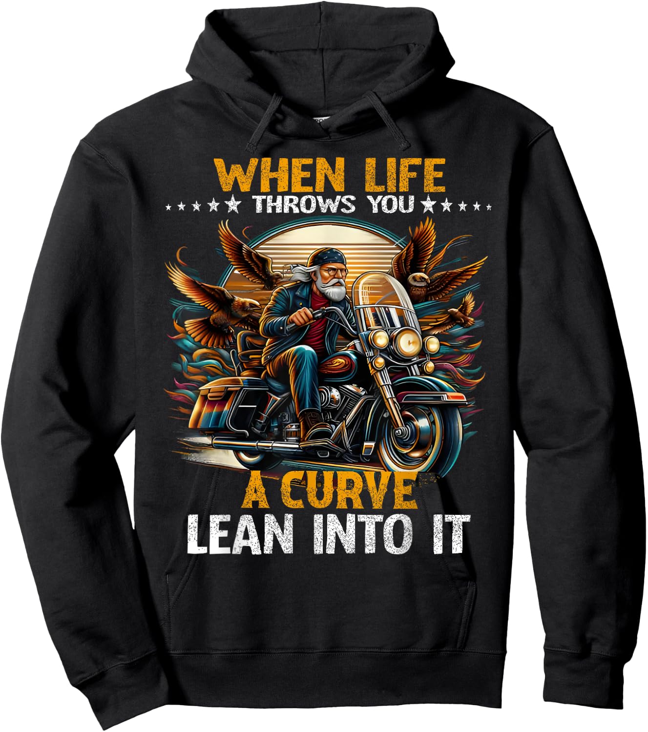 Biker When Life Throws You A Curve Grandpa Motorbike Hoodie - Hoodie | Black