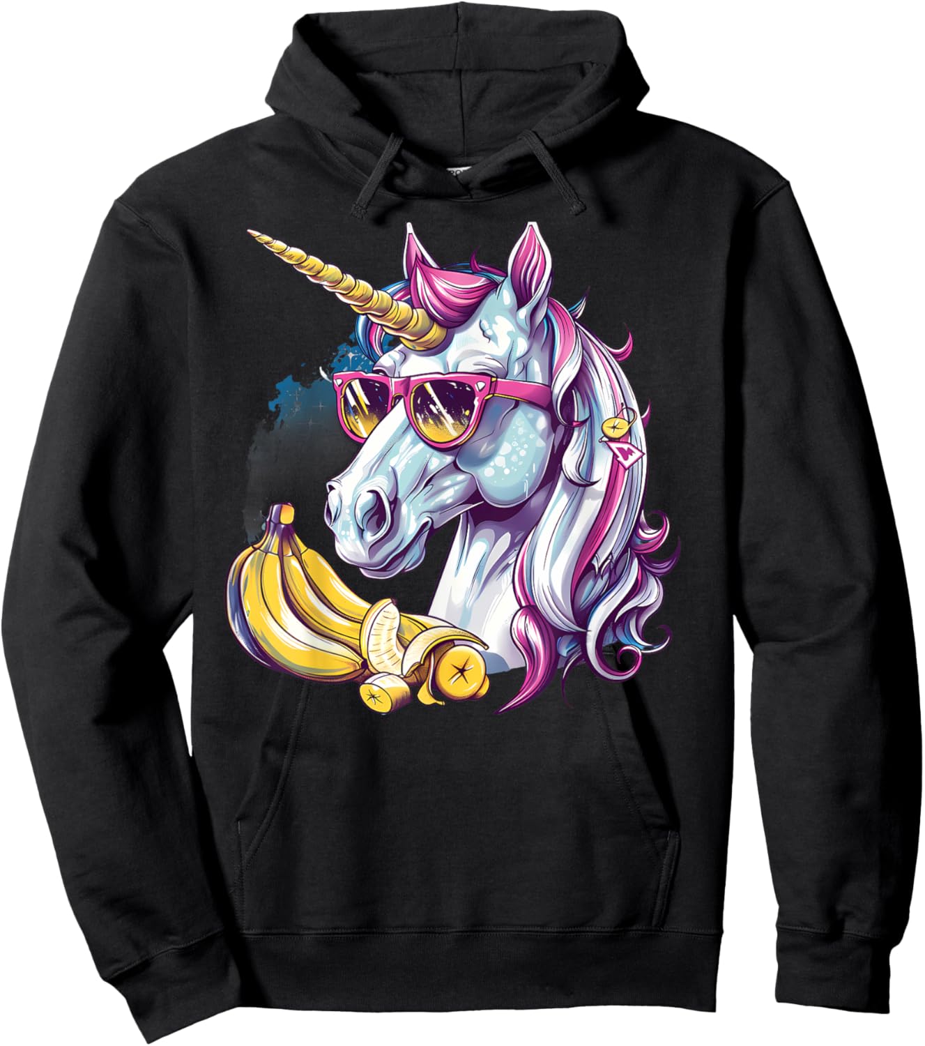 Banana Unicorn Portrait Artwork Banana Lover Bananas Fruit Hoodie - Hoodie | Black