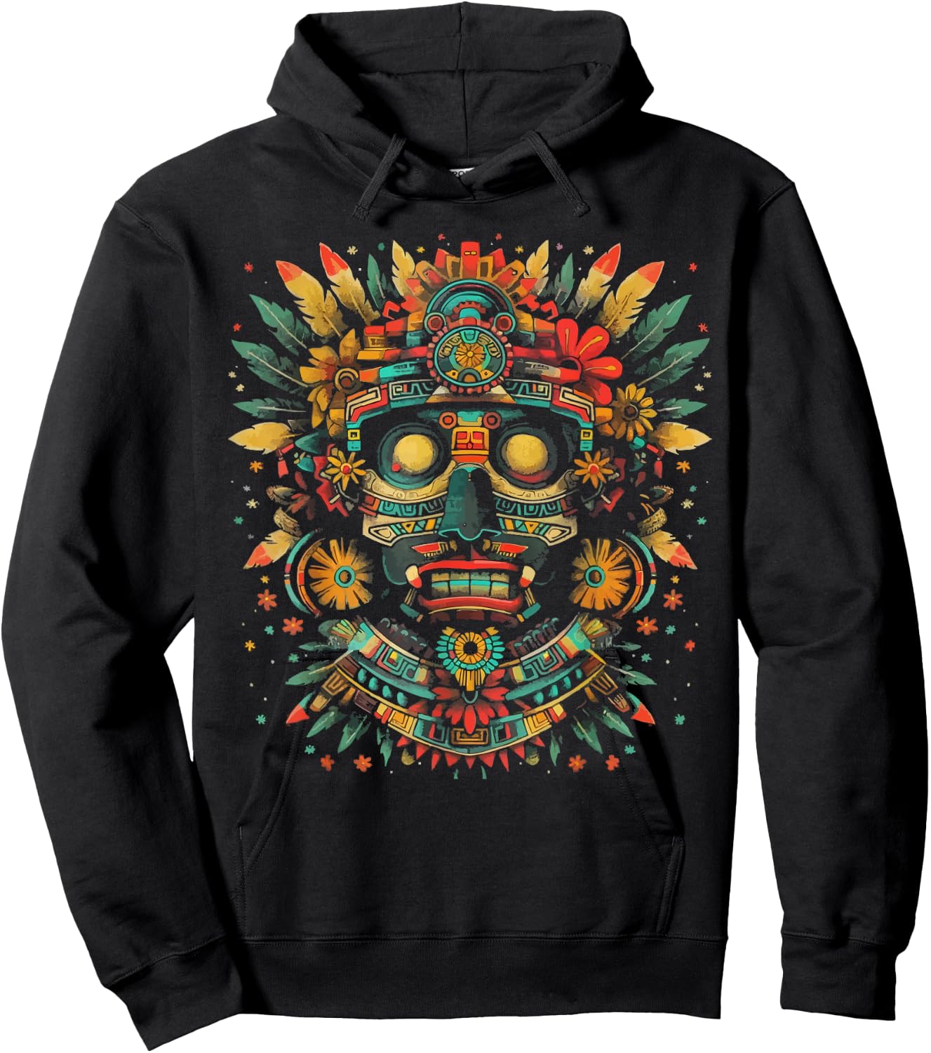 Aztec God Aztec Culture Mayan Indigenous Tlaloc Statue Hoodie - Hoodie | Black