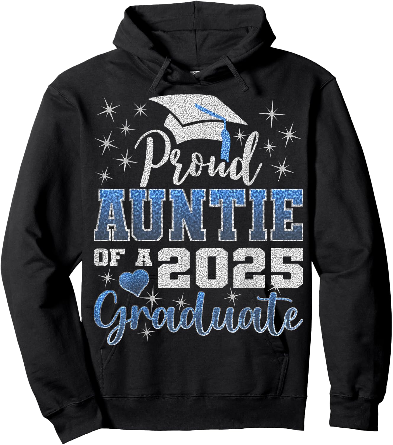 Super Proud Auntie of 2025 Graduate Awesome Family College Hoodie - Hoodie | Black