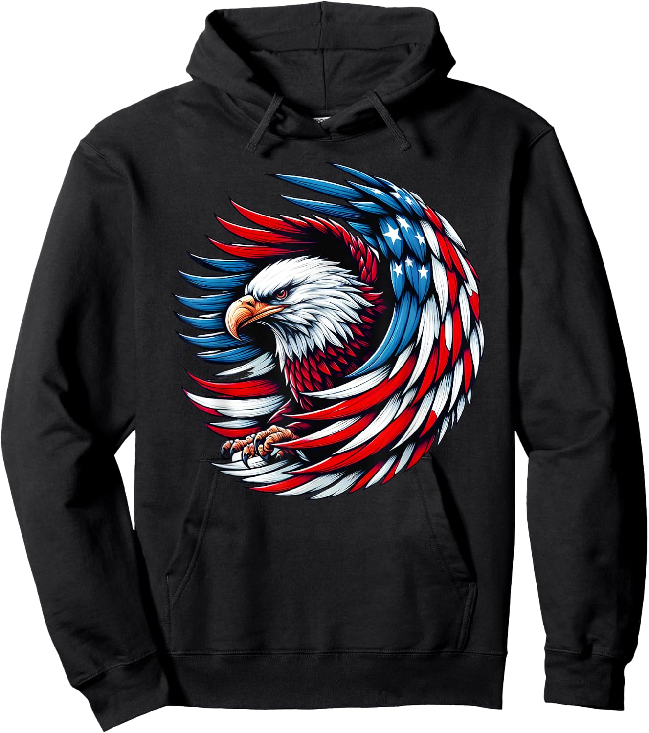 American Bald Eagle USA Flag 4th of July Patriotic Eagle Kids Men Hoodie - Hoodie | Black