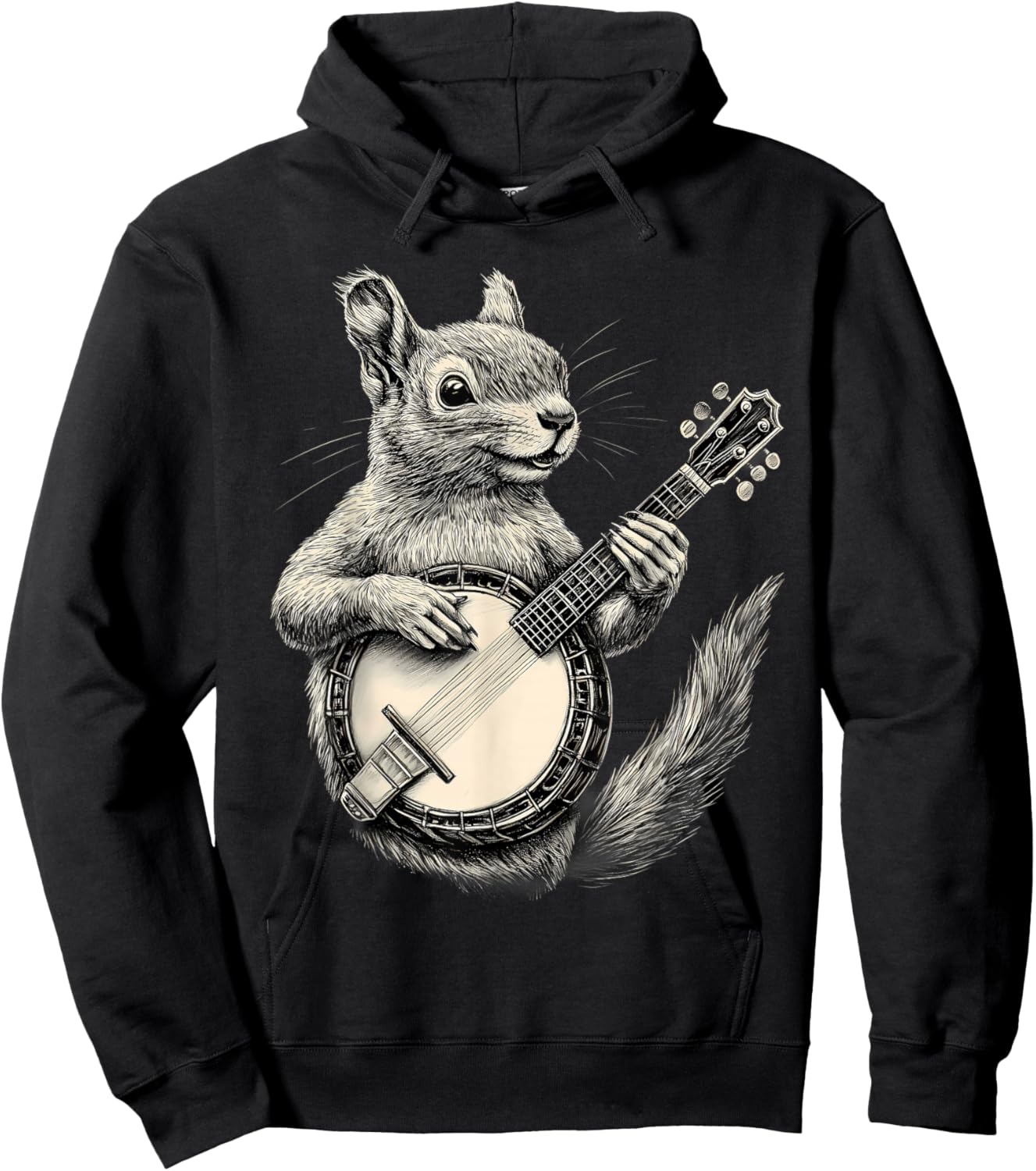 Banjo Squirrel Bluegrass Banjo Player Squirrel Playing Banjo Hoodie - Hoodie | Black