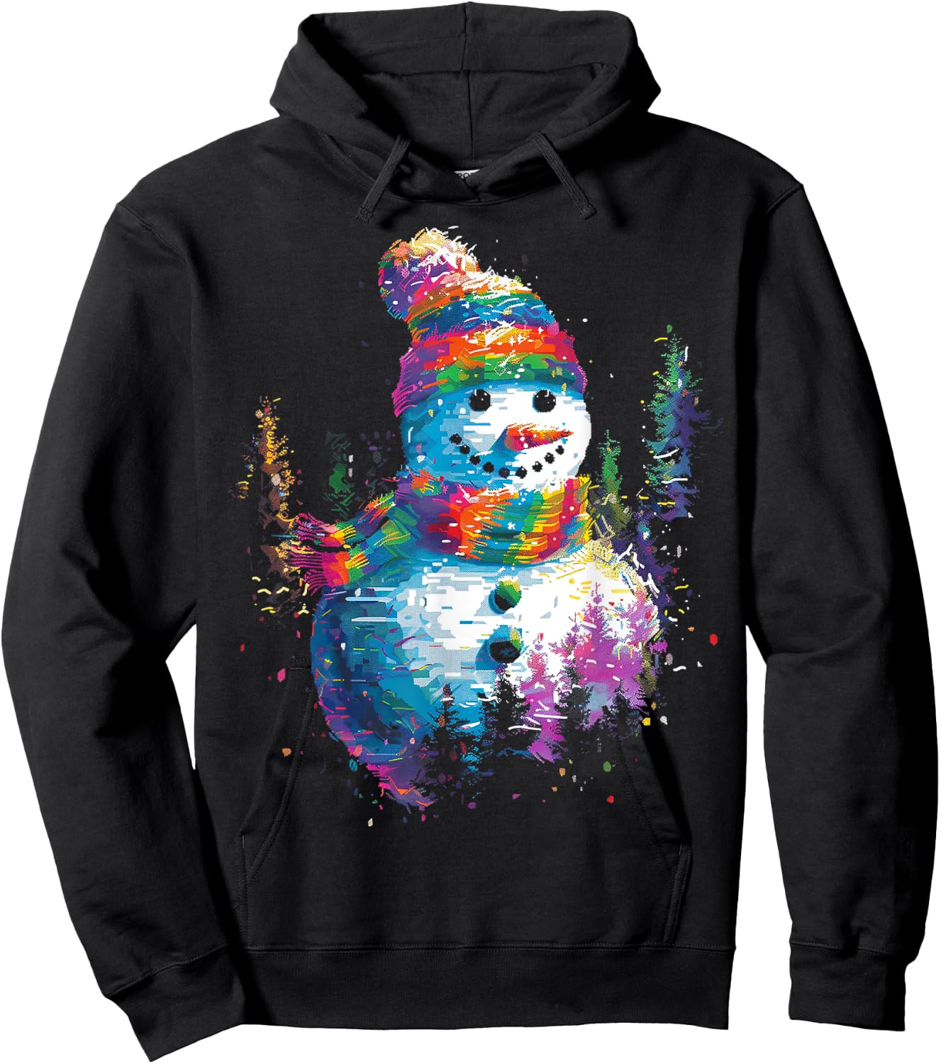 Snowman Christmas Motif X-Mas Art Family Snowman Hoodie - Hoodie | Black