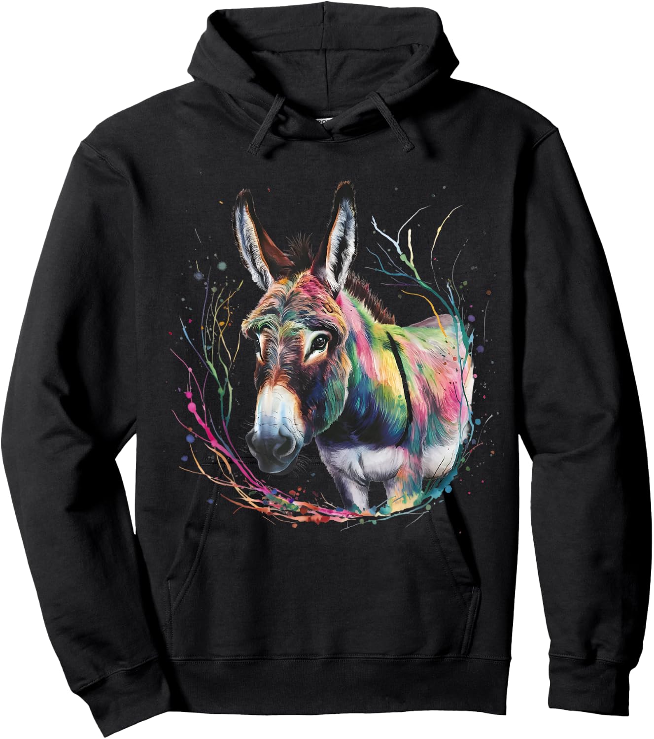 Donkey Men Woman Colorful Watercolor Donkey Hoodie - Hoodie | Black