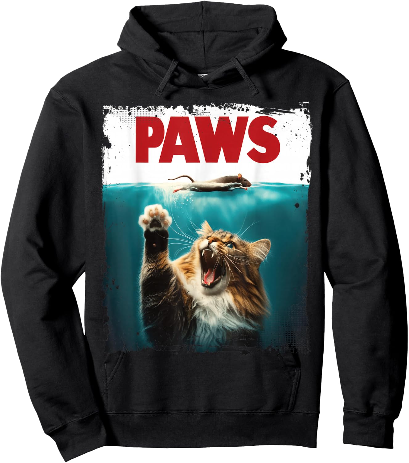 Humorous Paws Parody Cat Mouse for Cat Lover Cat Mom Cat Dad Hoodie - Hoodie | Black