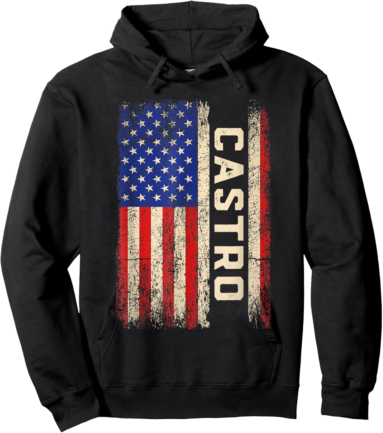 Castro Last Name Shirt Castro Name American Flag Hoodie - Hoodie | Black