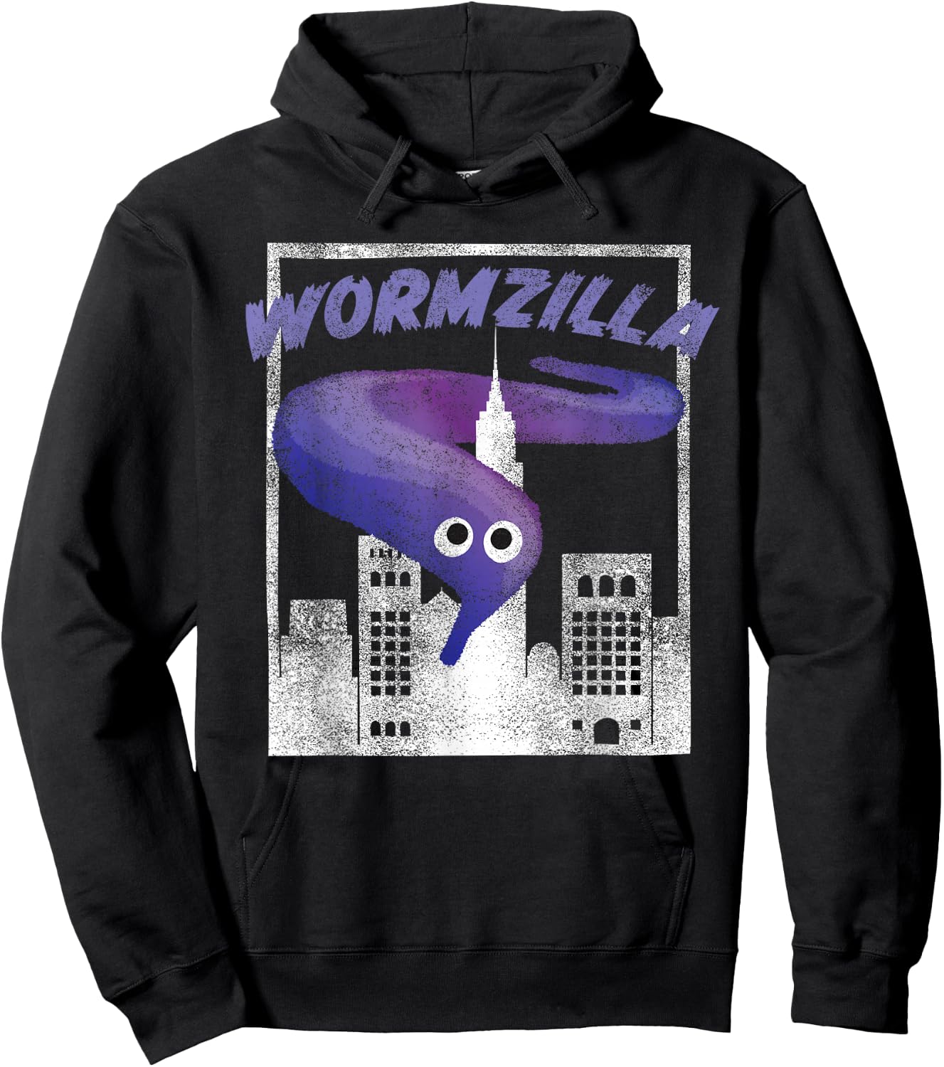 Worm On A String Meme Purple Wormzilla Retro Japanese Style Hoodie - Hoodie | Black