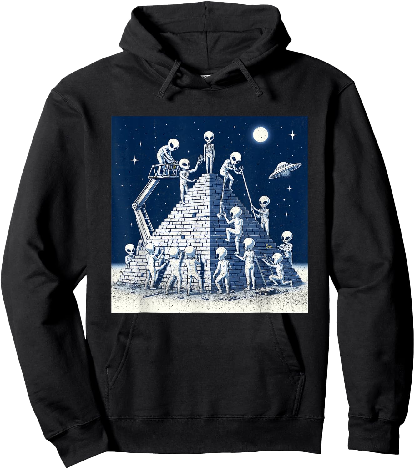 Aliens Building Pyramid Hoodie - Hoodie | Black