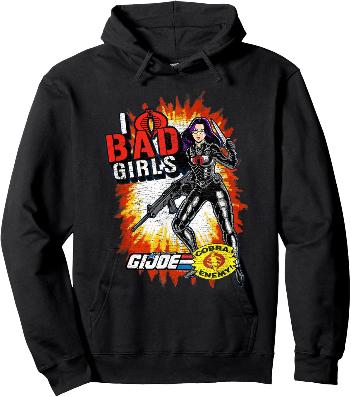 G.I. Joe I Heart Bad Girls Baroness Distressed Action Poster Hoodie - Hoodie | Black