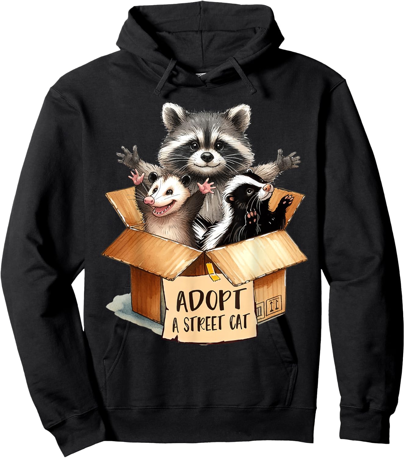 Team Trash Opossum Racoon Skunk Lover Adopt A Street Cat Hoodie - Hoodie | Black