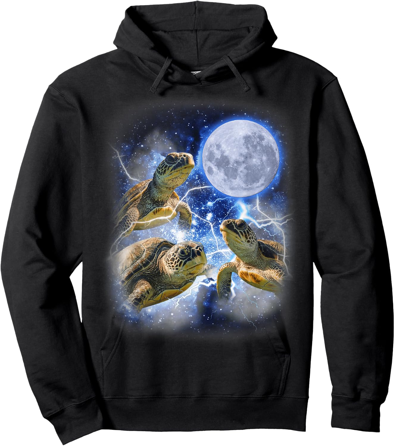 Three Sea Turtle Moon - 3 Magic Sea Turtles Cute Moon Parody Hoodie - Hoodie | Black