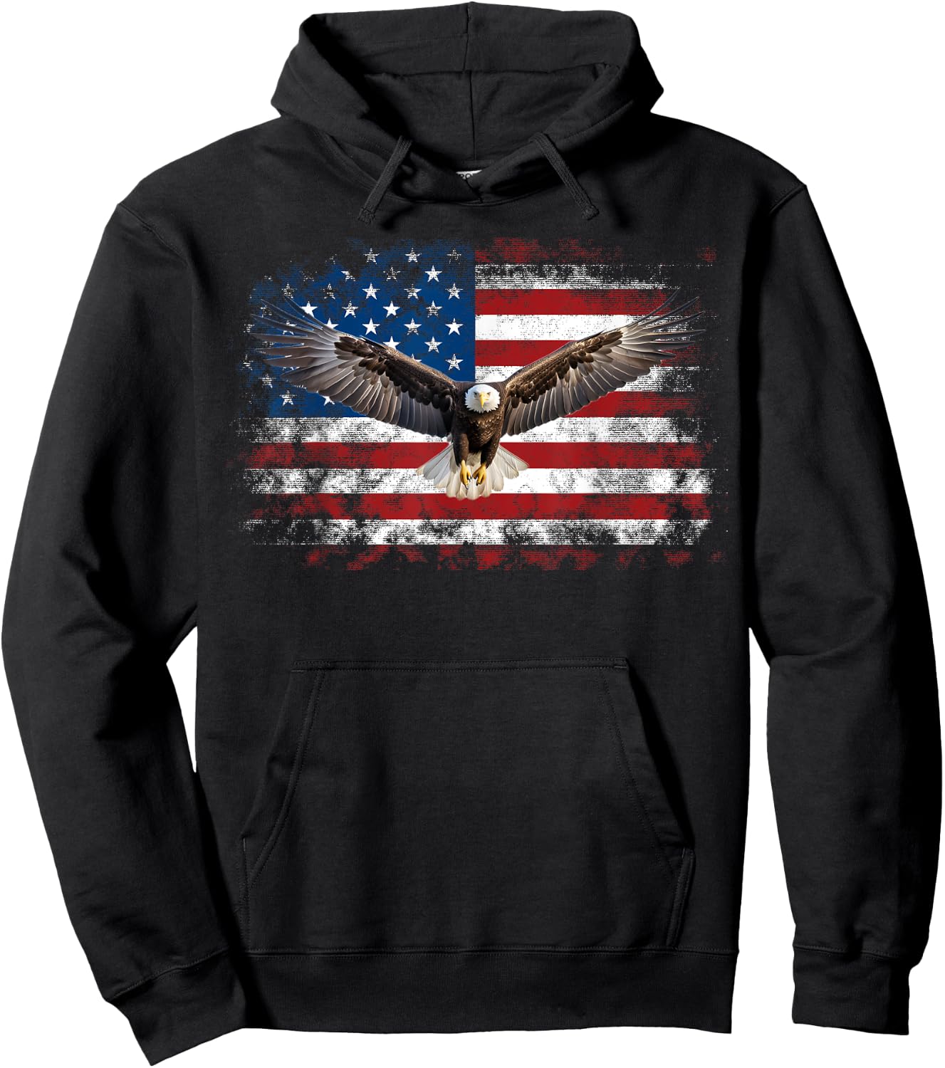Patriotic Eagle 4th Of July USA American Flag Girls Kids Men Hoodie - Hoodie | Black