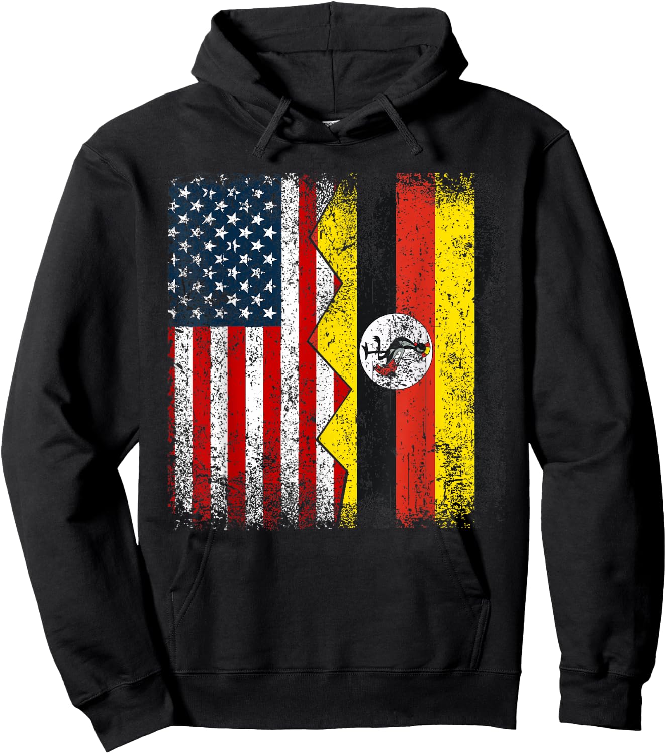 Ugandan Roots | Half American Flag | America Uganda Flags Hoodie - Hoodie | Black