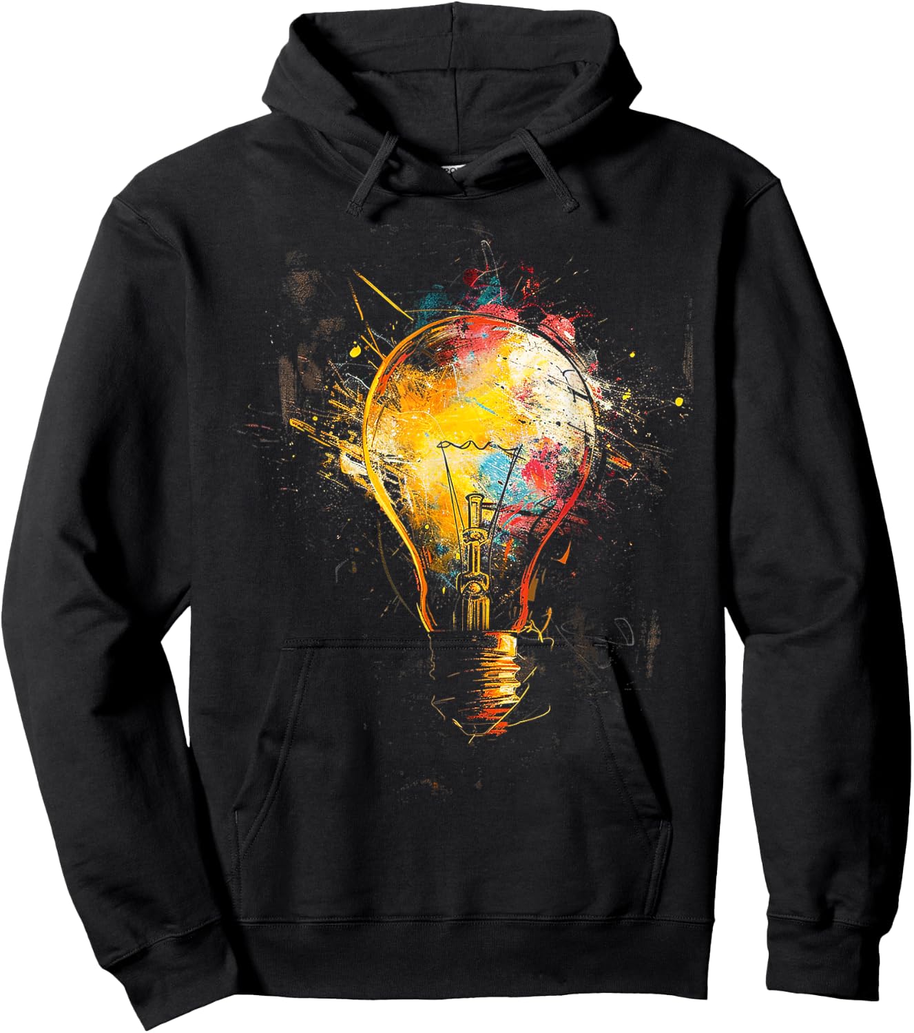 Light Bulb Painting Motif Artwork Art Light Bulb Hoodie - Hoodie | Black