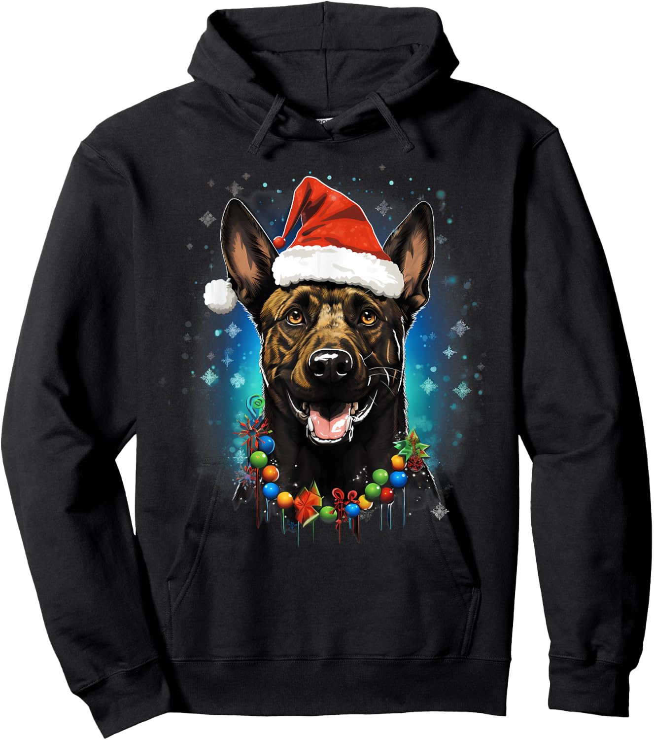 Xmas Dutch Shepherd Dog Christmas Women Kids Hoodie - Hoodie | Black