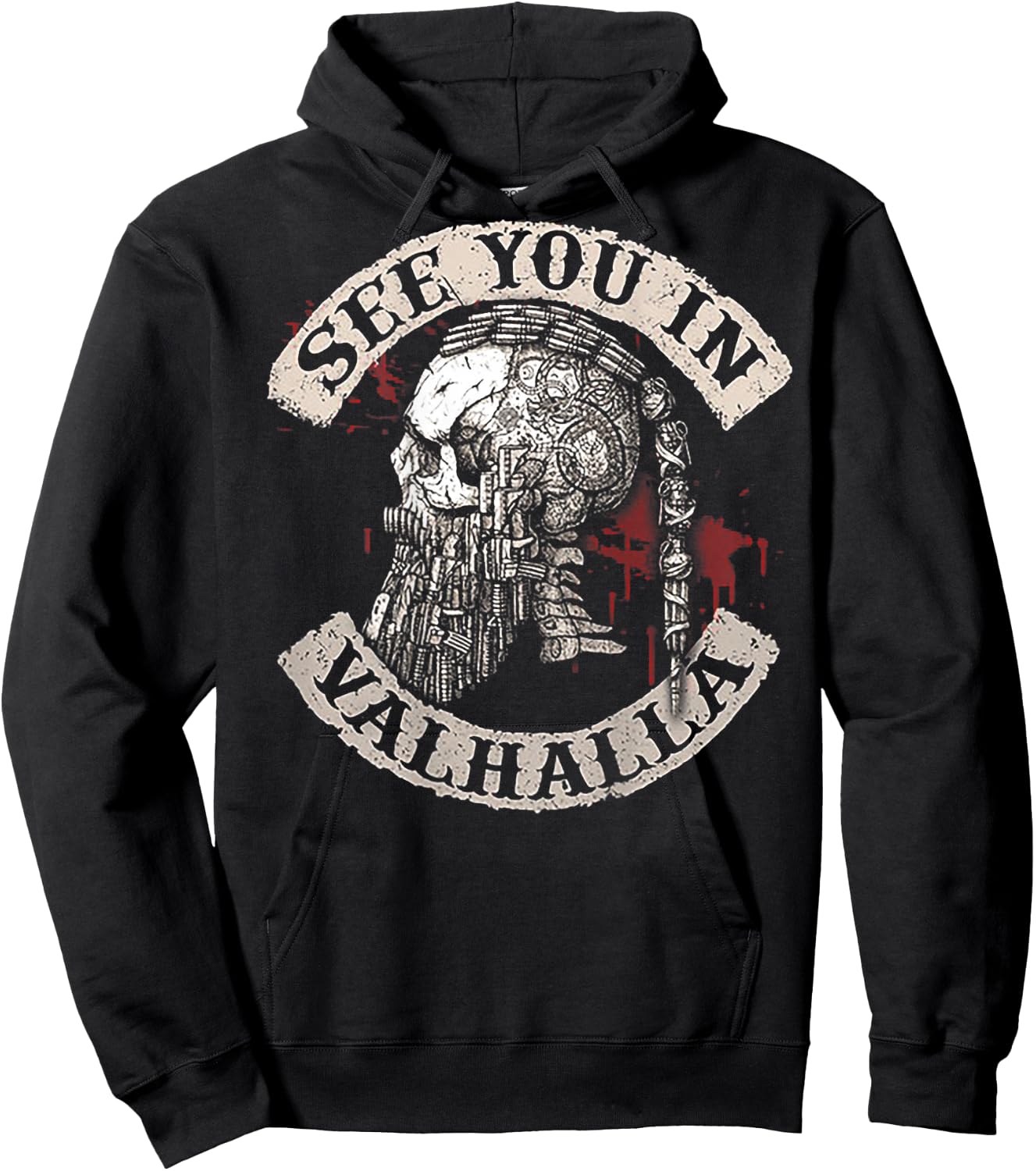 See You in Valhalla Skull Viking (on Back) Hoodie - Hoodie | Black