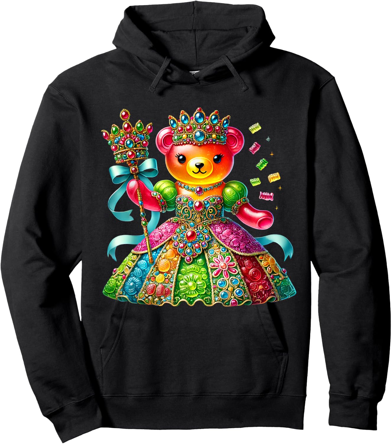 Cute Gummy Bear Princess Candy Lover Girls Kids Hoodie - Hoodie | Black
