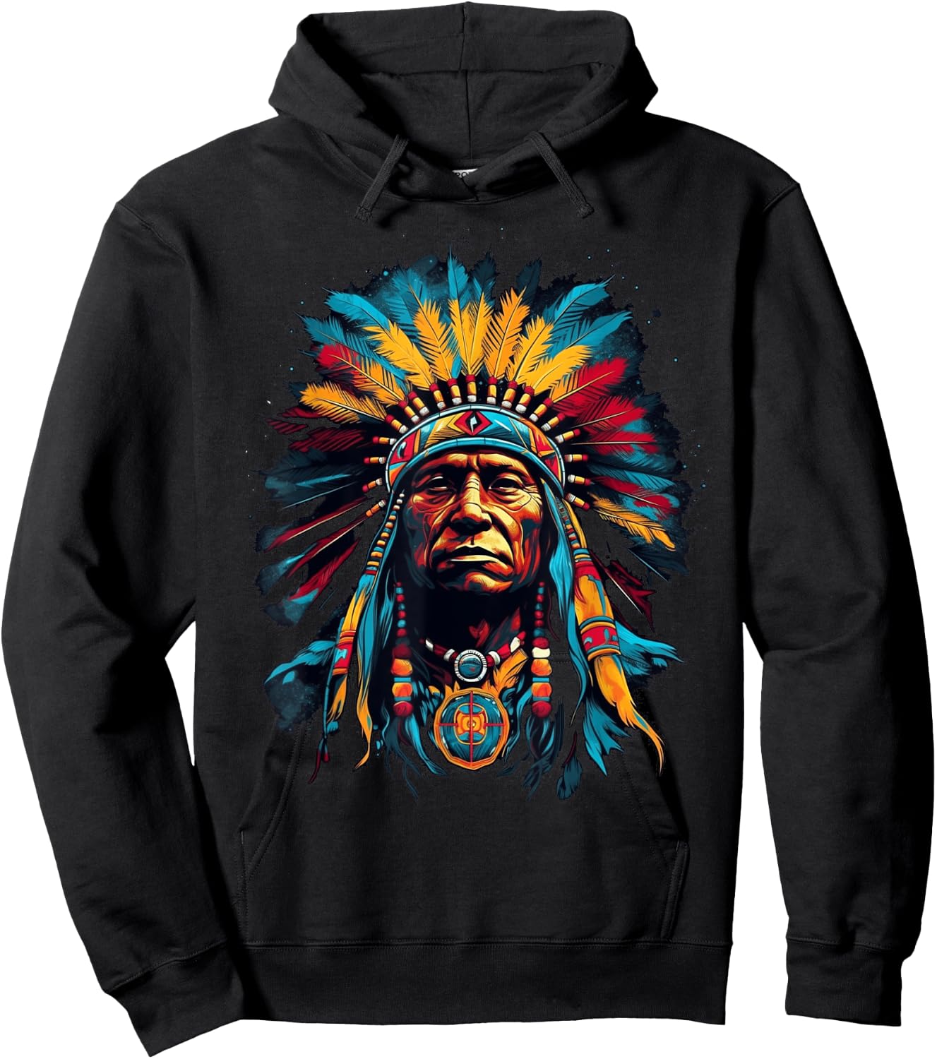 Native American Indian Headdress Traditional Art Men Women Hoodie - Hoodie | Black