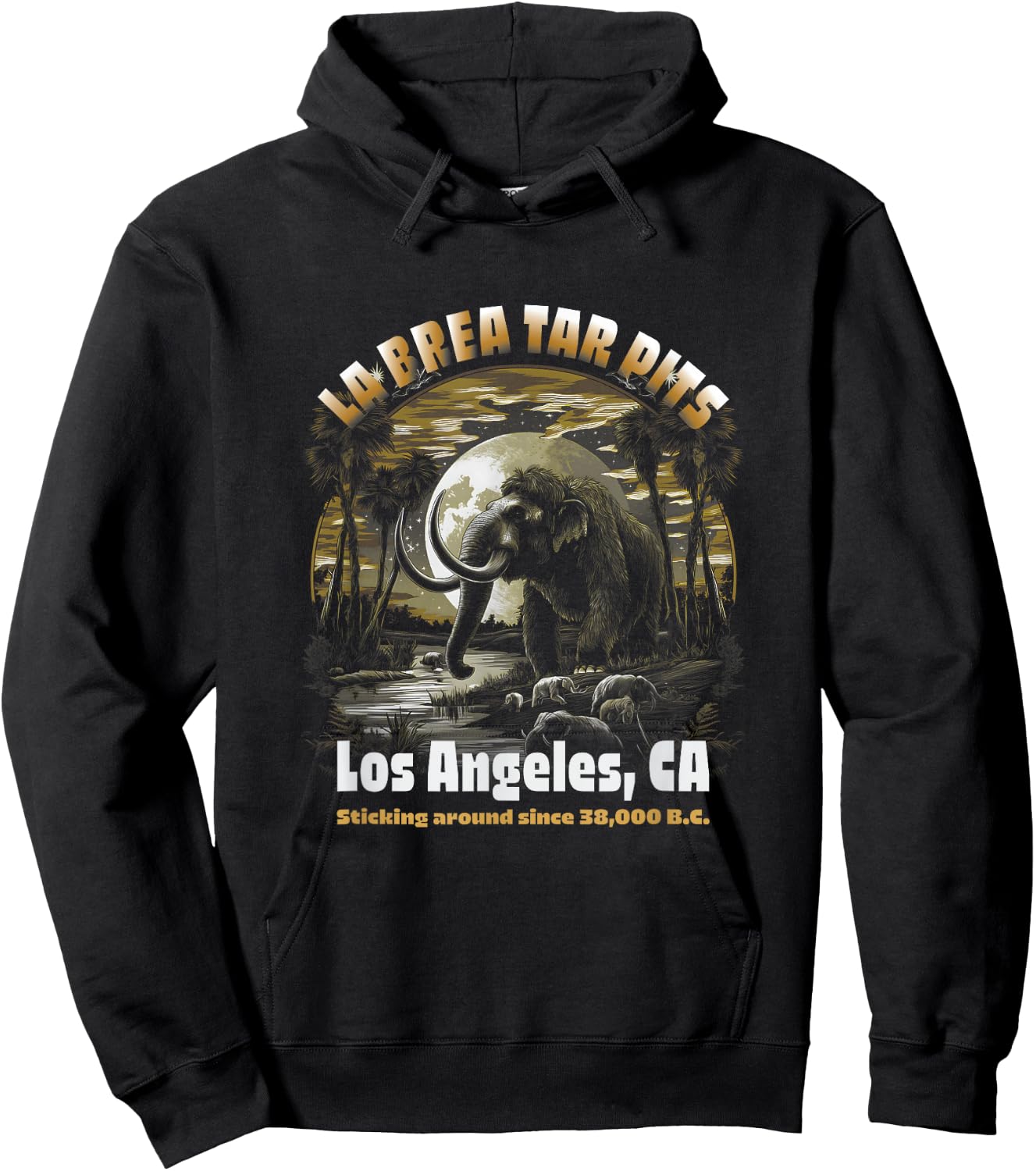 Los Angeles La Brea Tar Pits Columbian Mammoth Hoodie - Hoodie | Black