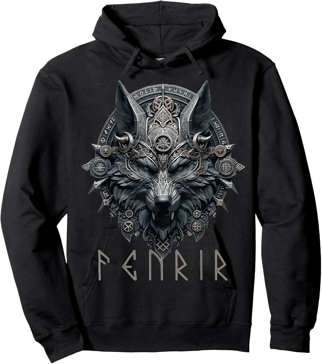 Norse Mythology Pagan Nordic Wolf Viking Design Ragnarok Men Hoodie - Hoodie | Black