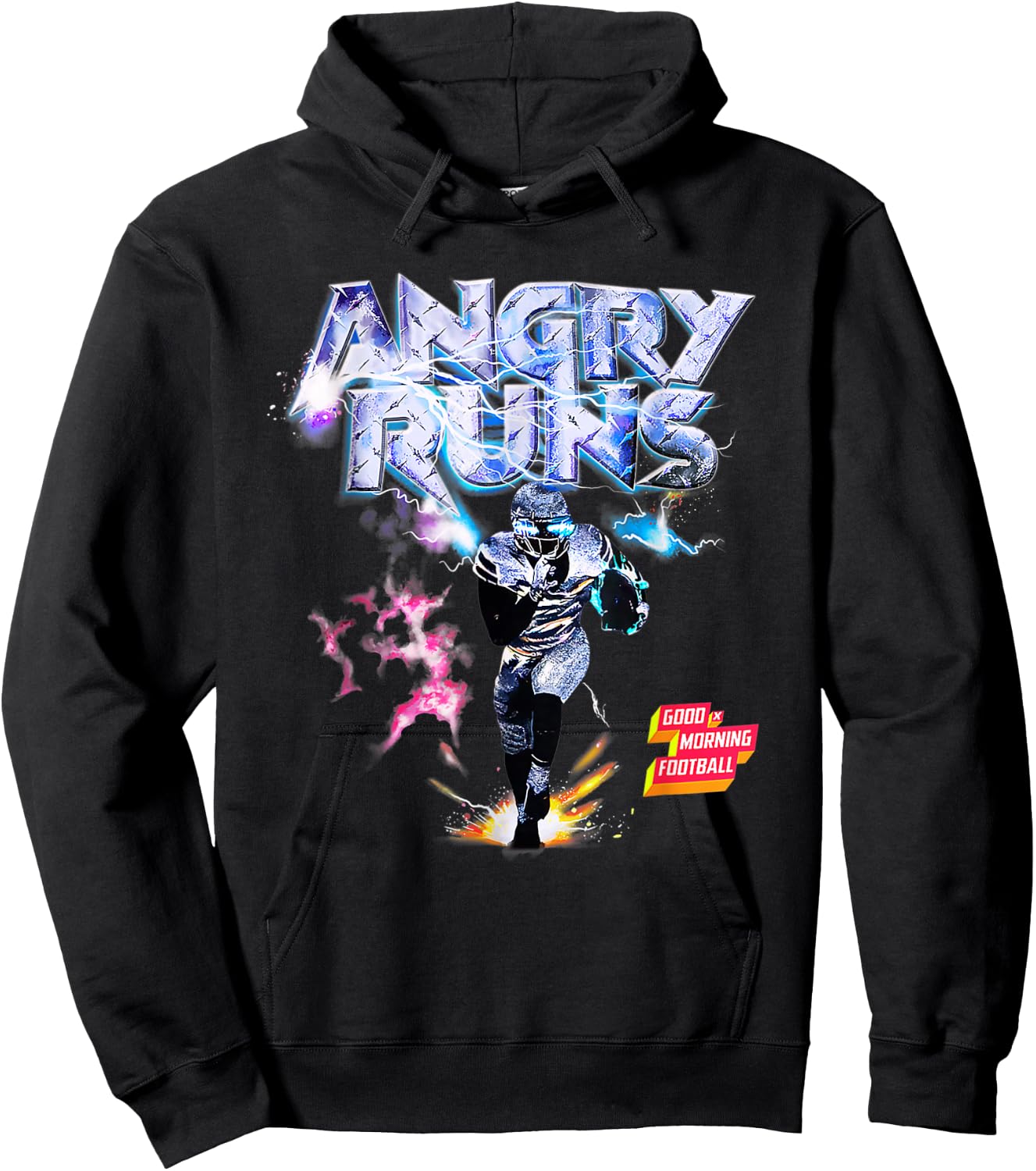 Angry Runs Good Morning Football Sport Lover Vintage Art Hoodie - Hoodie | Black