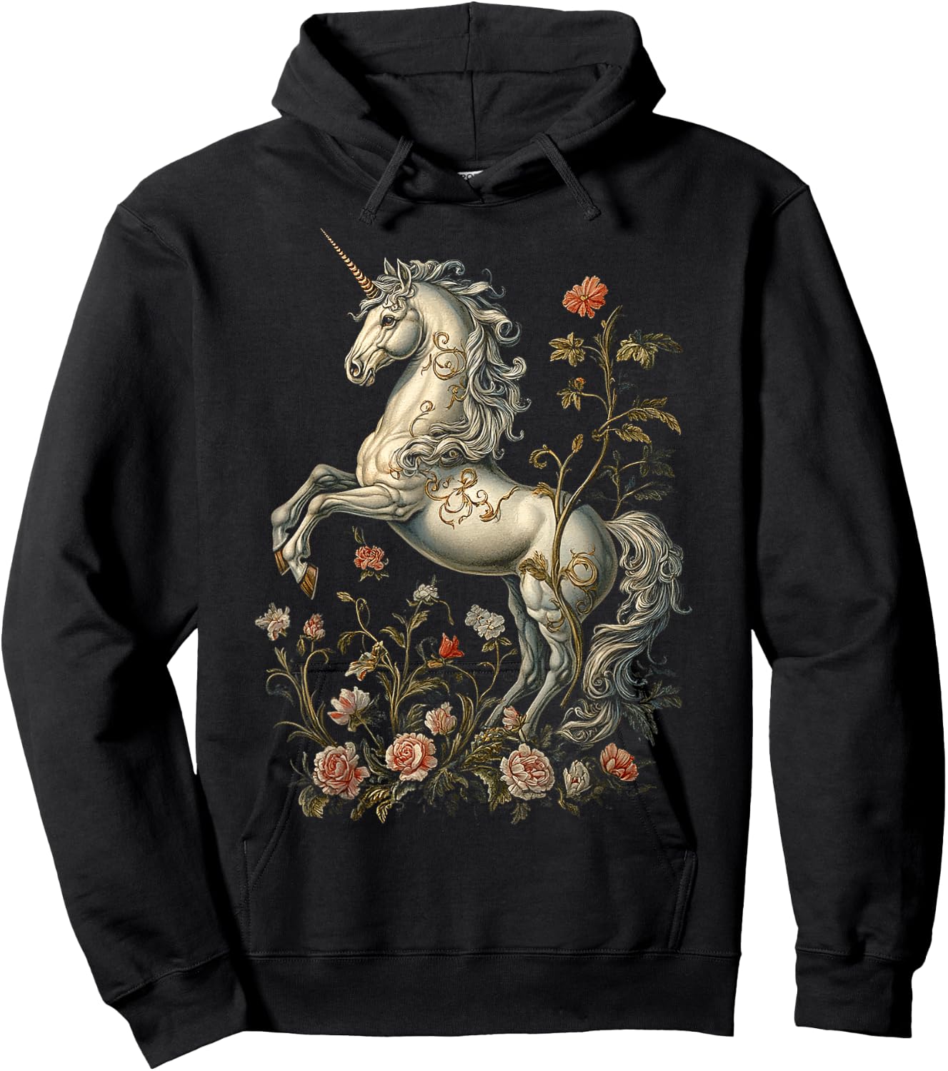 Unicorn Mythical Motif Fantasy Art Unicorn Hoodie - Hoodie | Black