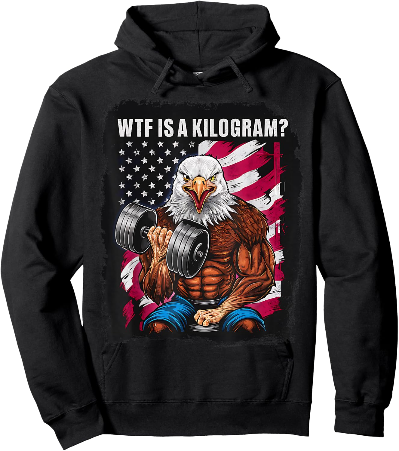 4th of July Gym Patriotic Eagle USA WTF is A Kilogram Men Hoodie - Hoodie | Black