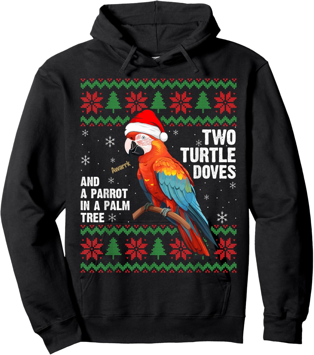 Funny Christmas Tropical Parrot Ugly Christmas Sweater Hoodie - Hoodie | Black