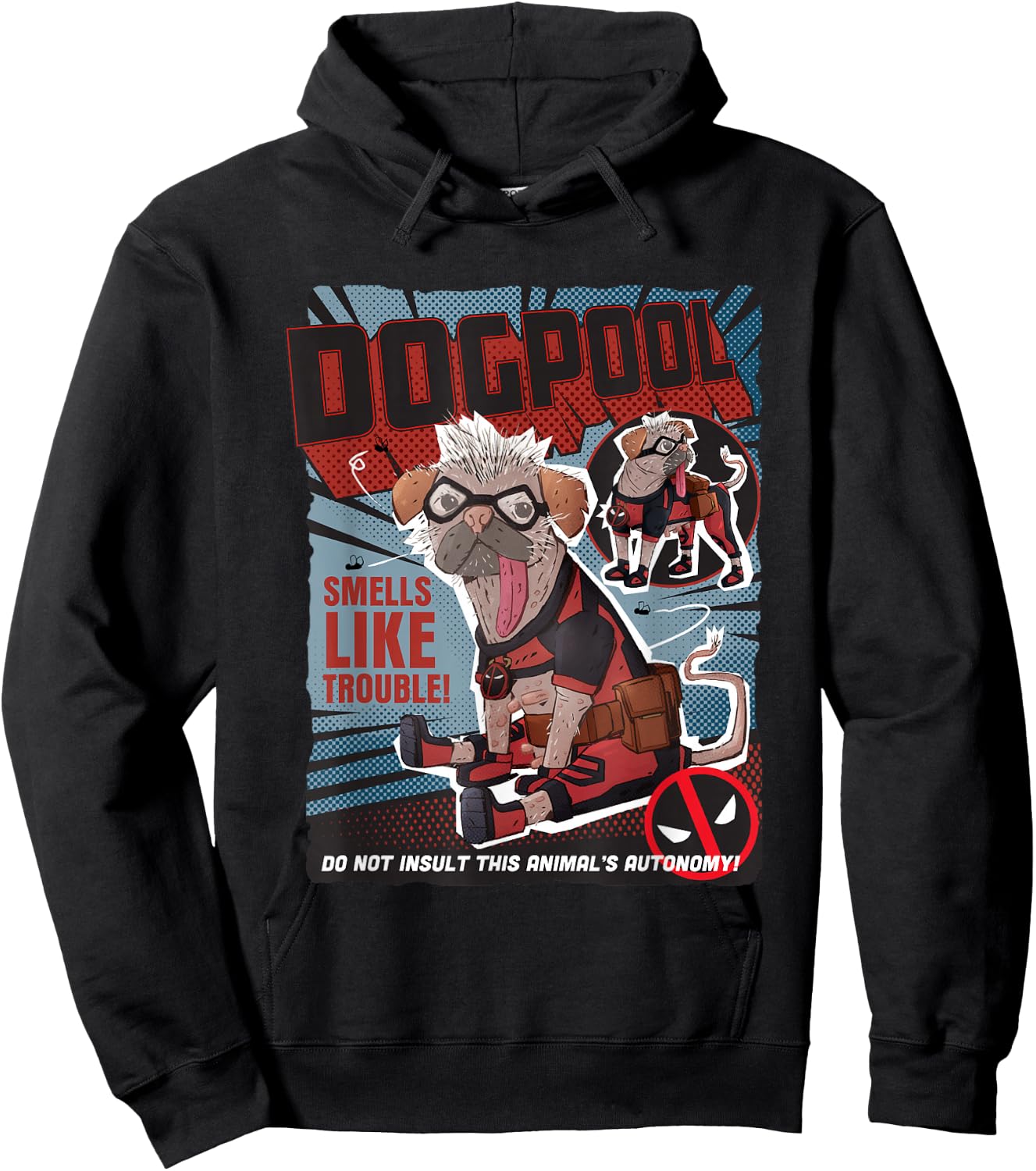 Marvel Deadpool & Wolverine Dogpool Doodle Comic Book Cover Hoodie - Hoodie | Black