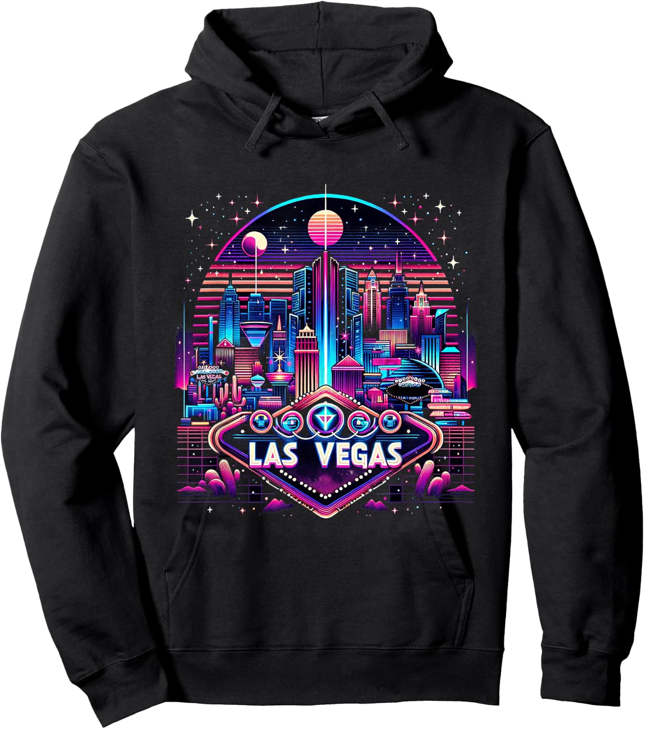 Las Vegas Nevada Shirt NV Family Trip 90s Retro City Skyline Hoodie - Hoodie | Black
