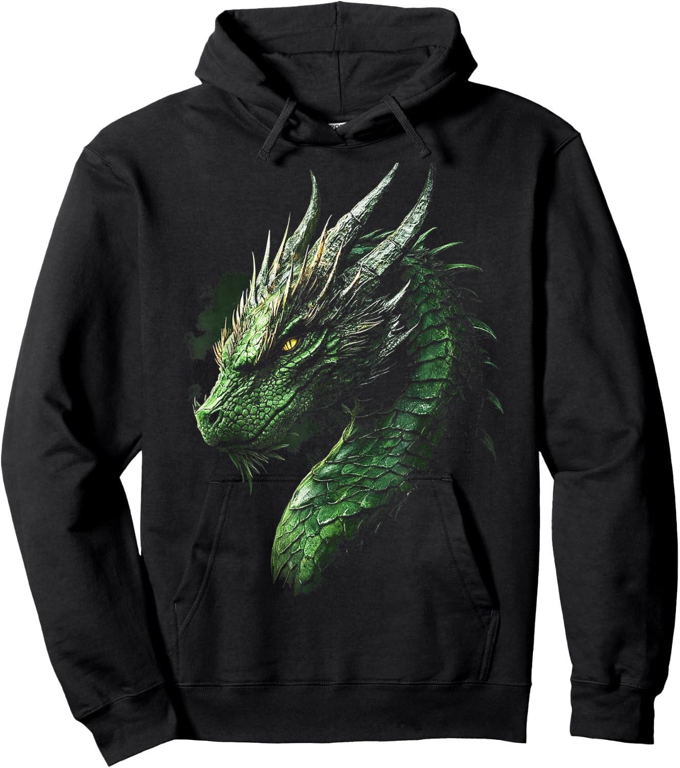 Green Dragon Motif Mythical Illustration Green Dragon Hoodie - Hoodie | Black