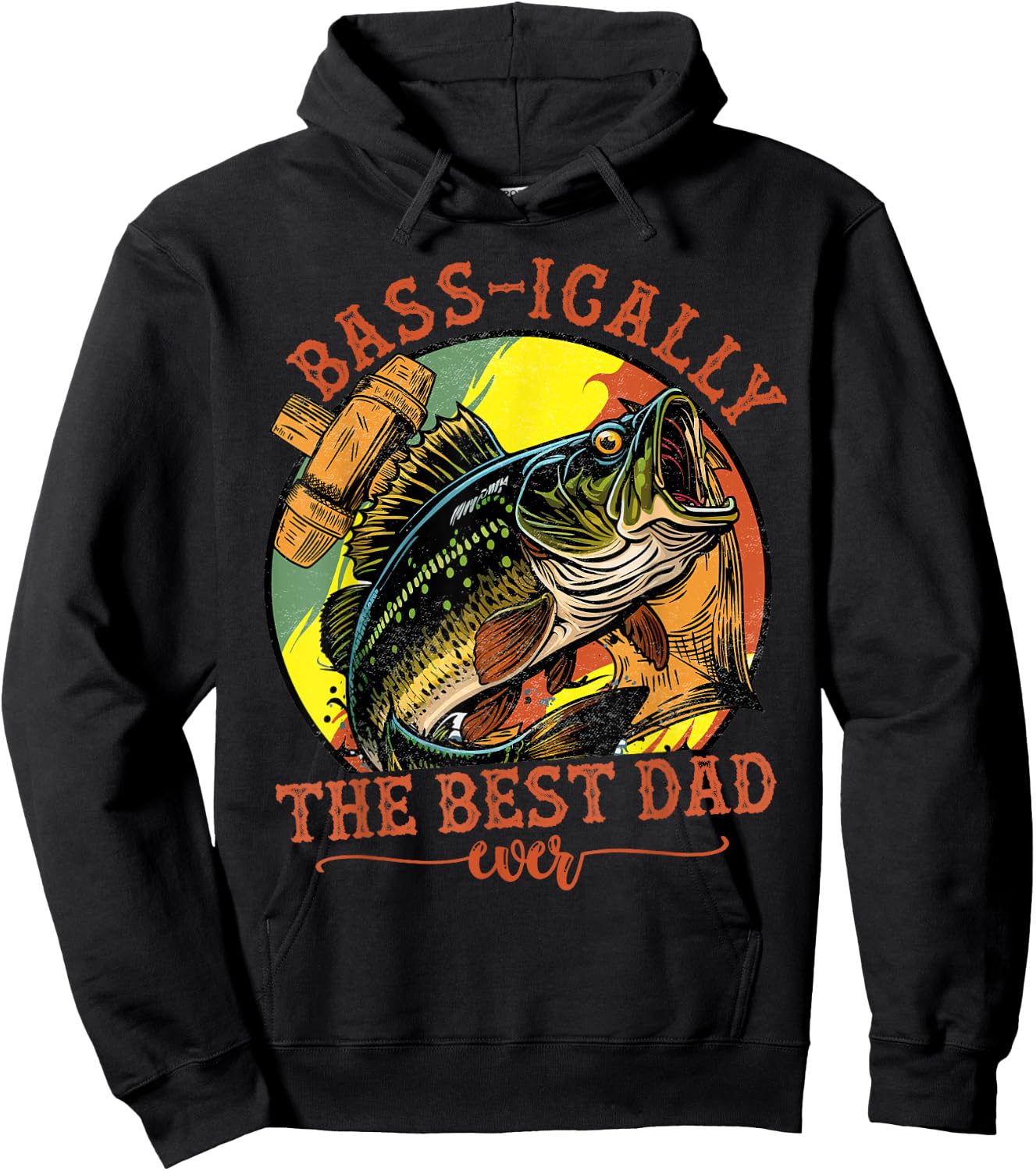 Basically The Best Dad Ever Bass Fishing Fisher Fathers Day Hoodie - Hoodie | Black