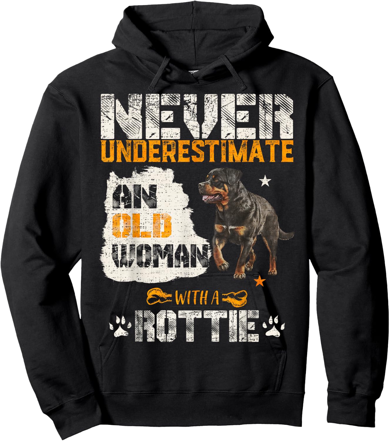 Never Underestimate An Old Woman With A Rottweiler Dog Lover Hoodie - Hoodie | Black