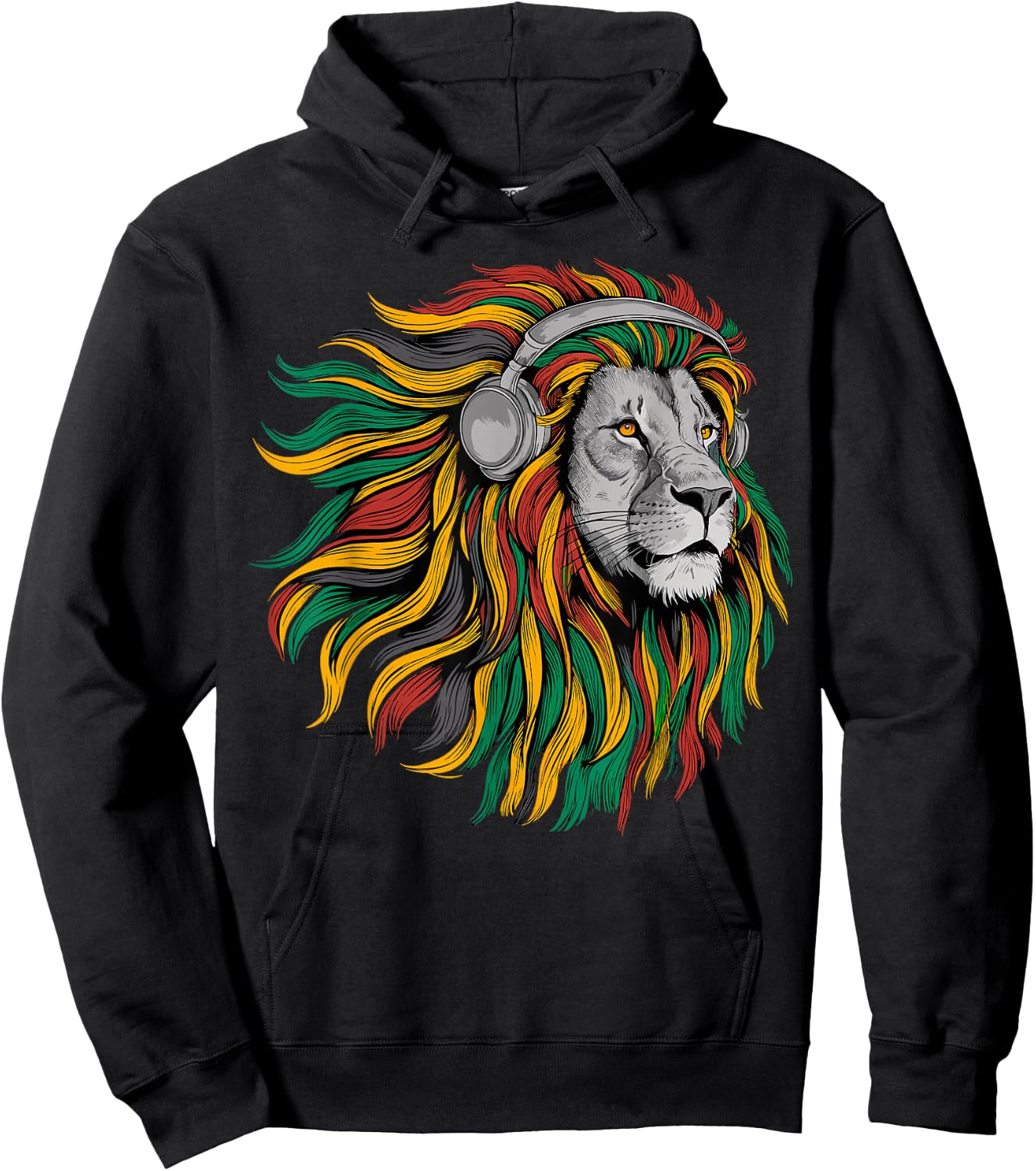 Rasta Reggae Music Headphones Jamaican Pride Lion Of Judah Hoodie - Hoodie | Black
