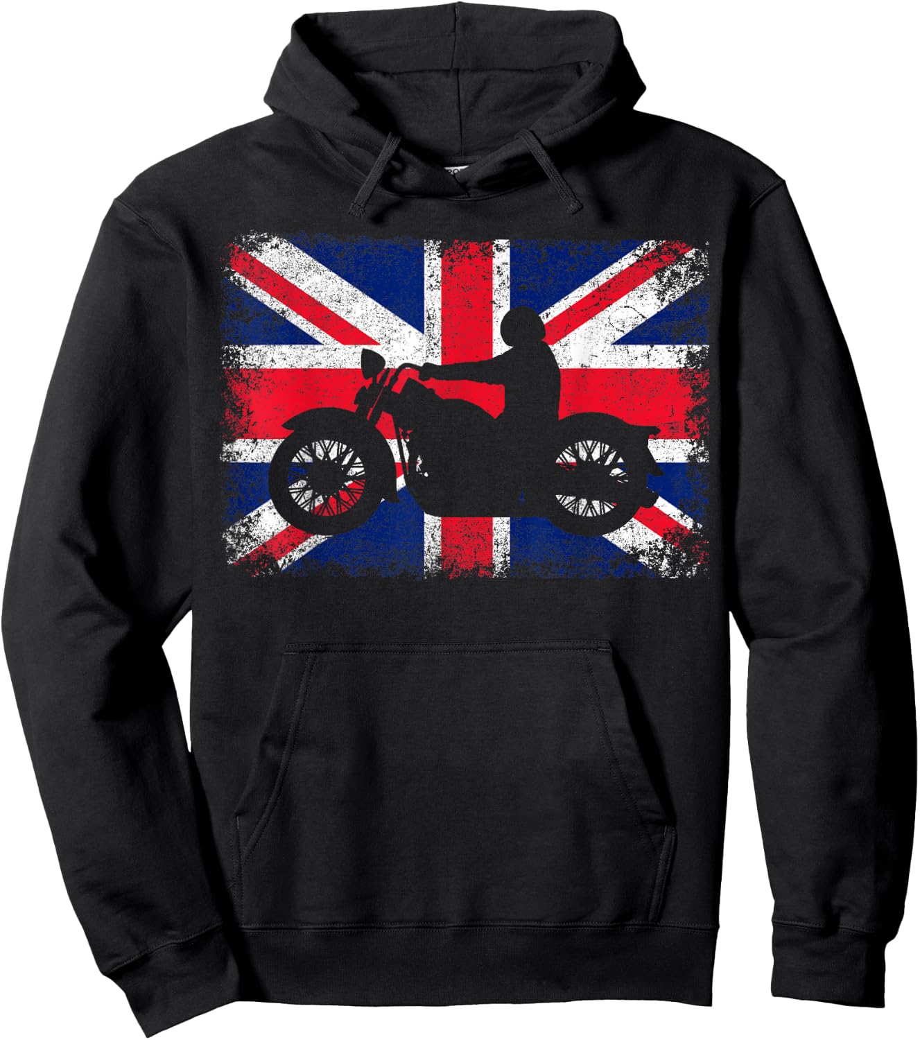 Union Jack Flag United Kingdom Motorbike Motorcycle Biker Hoodie - Hoodie | Black