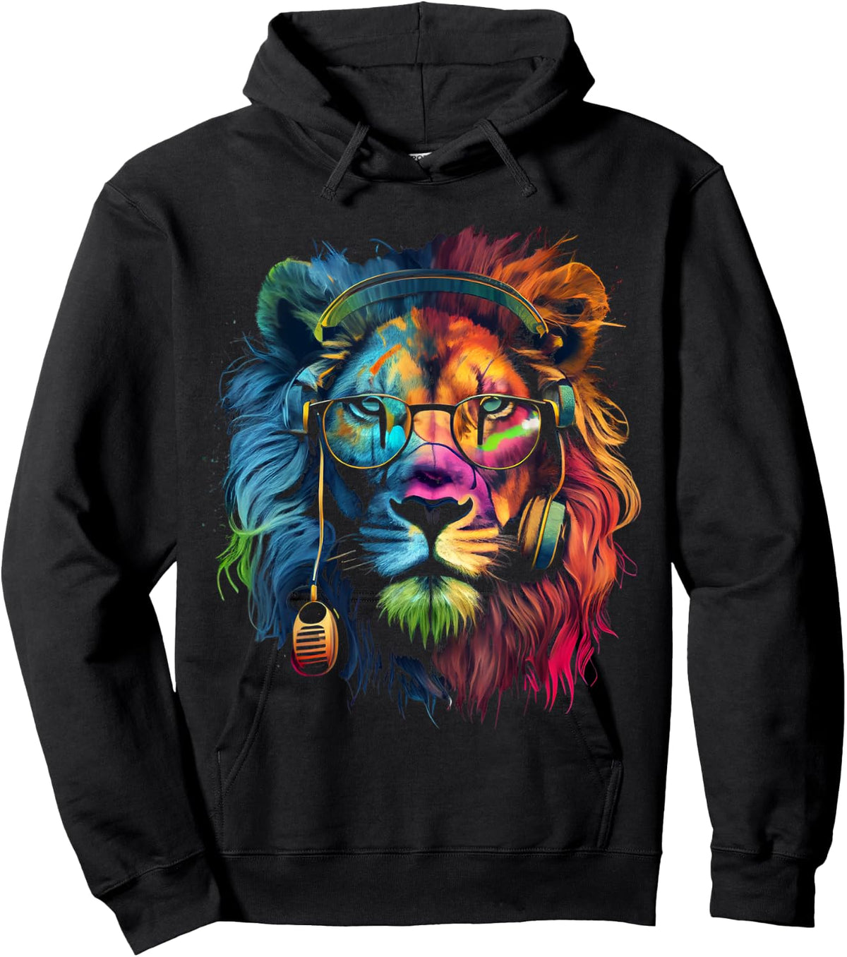 Lion sunglasses music primal lion love animal fan lions Hoodie - Hoodie | Black