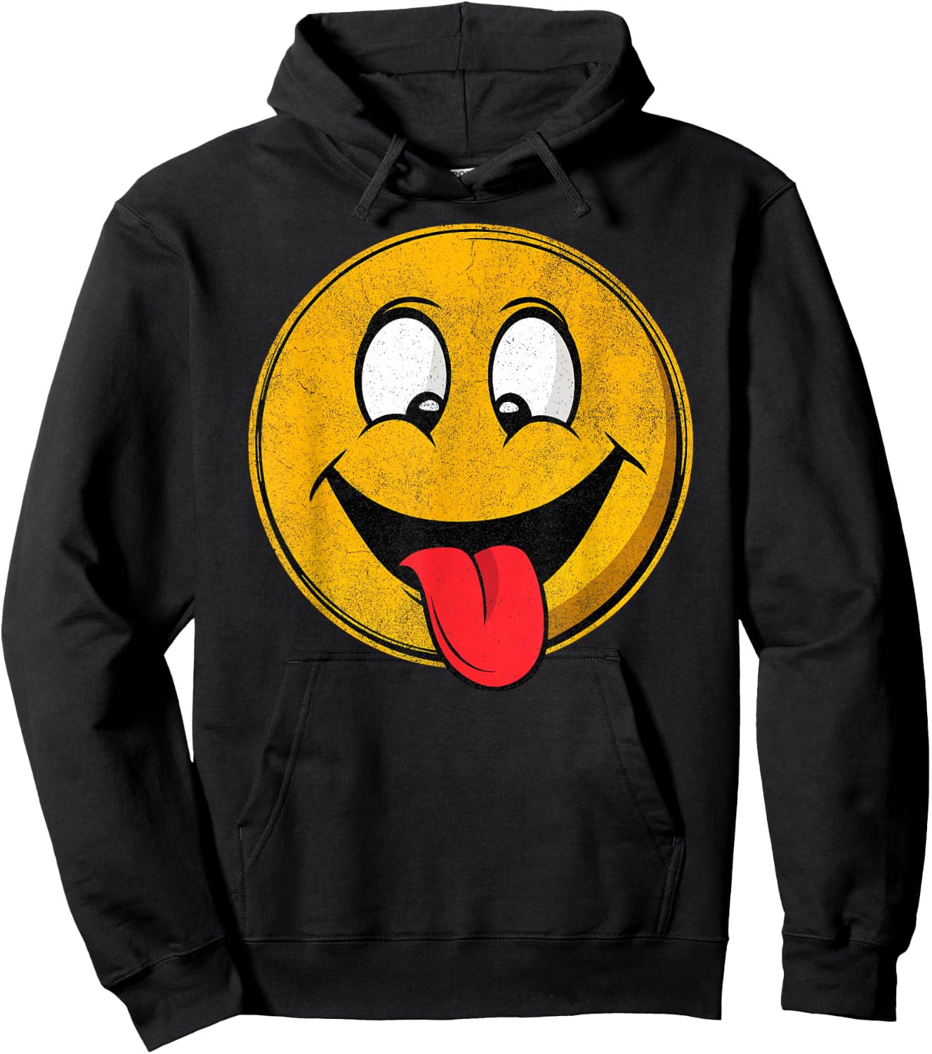 Retro Happy Face with Tongue Sticking Out – Funny Smile Hoodie - Hoodie | Black