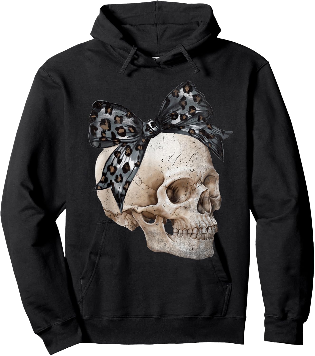 Skull Coquette Bow Halloween Spooky Season Girls Kids Hoodie - Hoodie | Black
