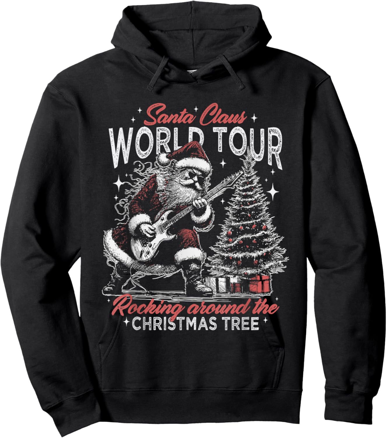 Santa Claus World Tour Rocking Around The Christmas Tree Hoodie - Hoodie | Black