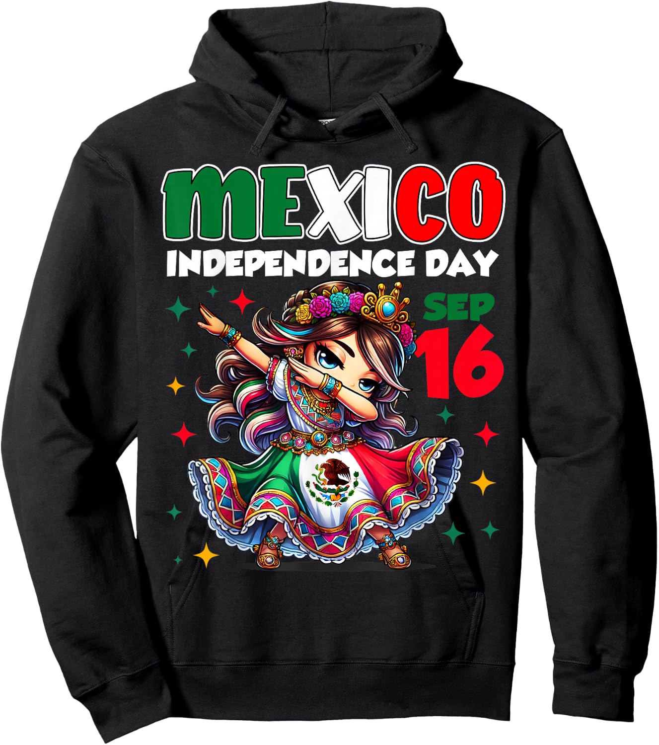 Mexico Independence Day September 16 Celebration girls Hoodie - Hoodie | Black