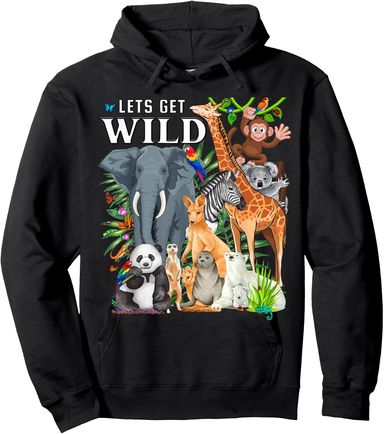Let's Get Wild Zoo Animals Safari Party A Day At The Zoo Hoodie - Hoodie | Black