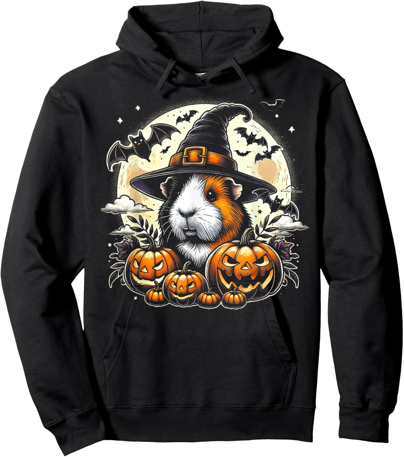 Guinea Pig Halloween Witch Art Hoodie - Hoodie | Black