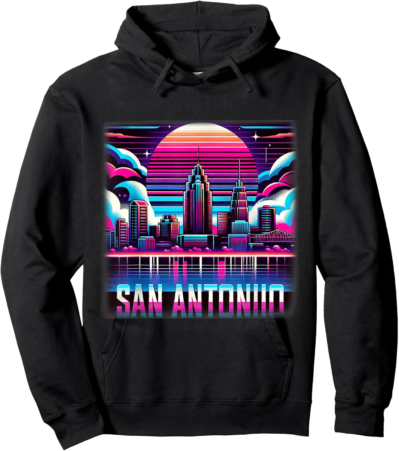 San Antonio Texas Shirt TX Trip 80s 90s Retro City Skyline Hoodie - Hoodie | Black