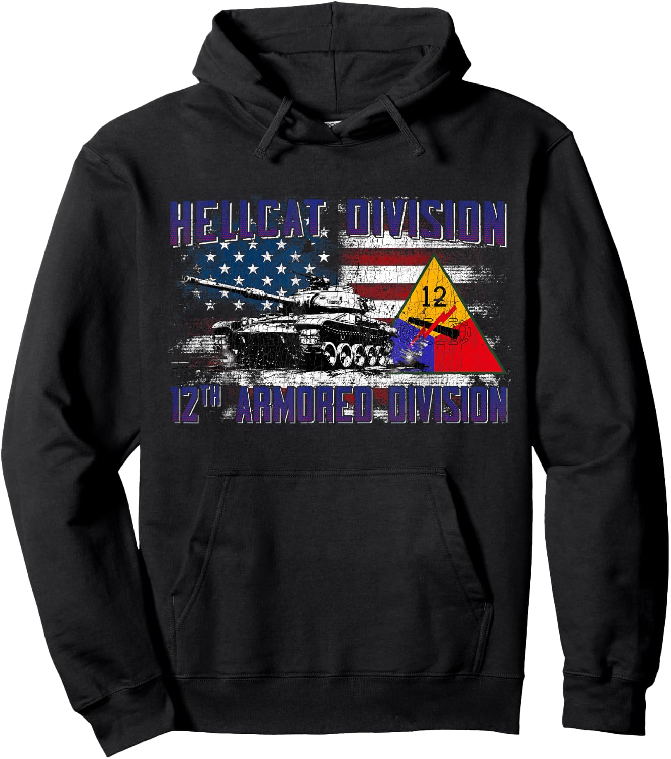 Veteran 12th Armored Division Vintage Gifts Women Girls Kids Hoodie - Hoodie | Black